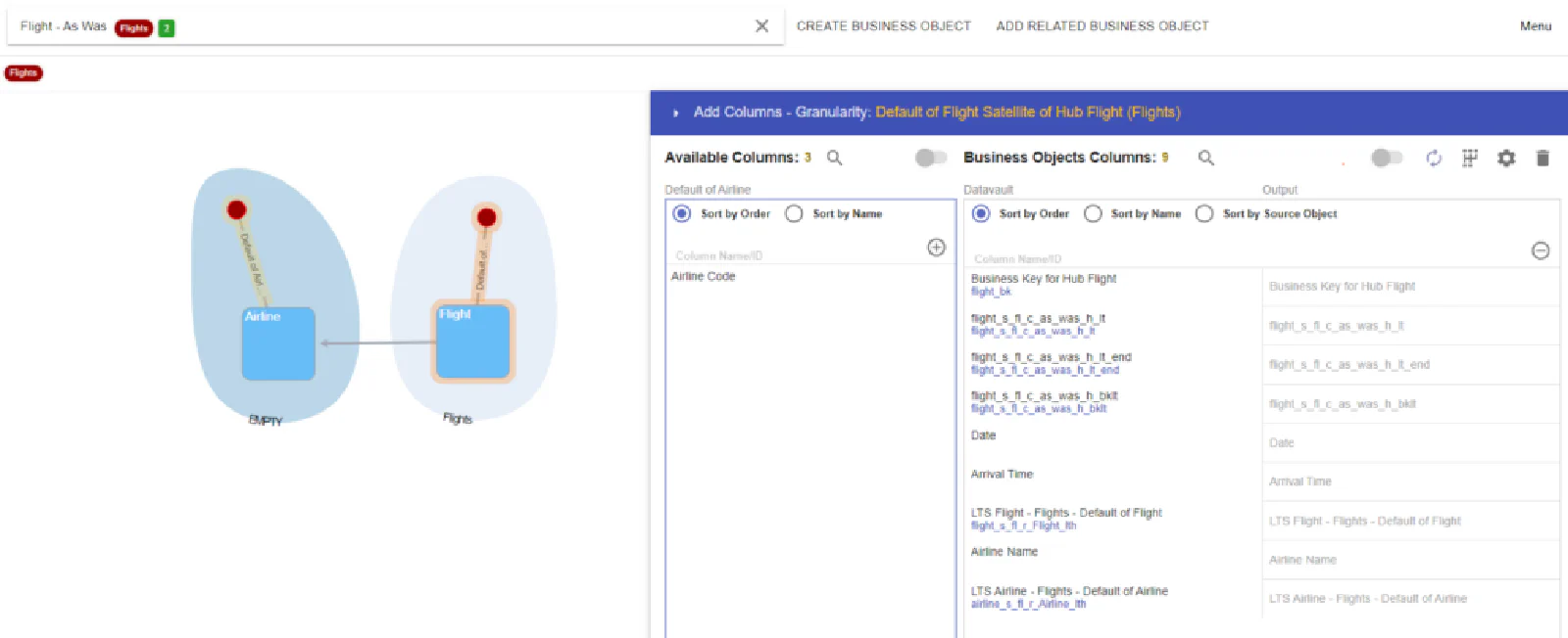 Datavault Builder: visual selection of satellite attributes for SCD Type 2 dimension output